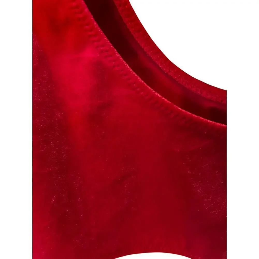 PACSUN Red Velvet cropped Halter tank NWT Sz L